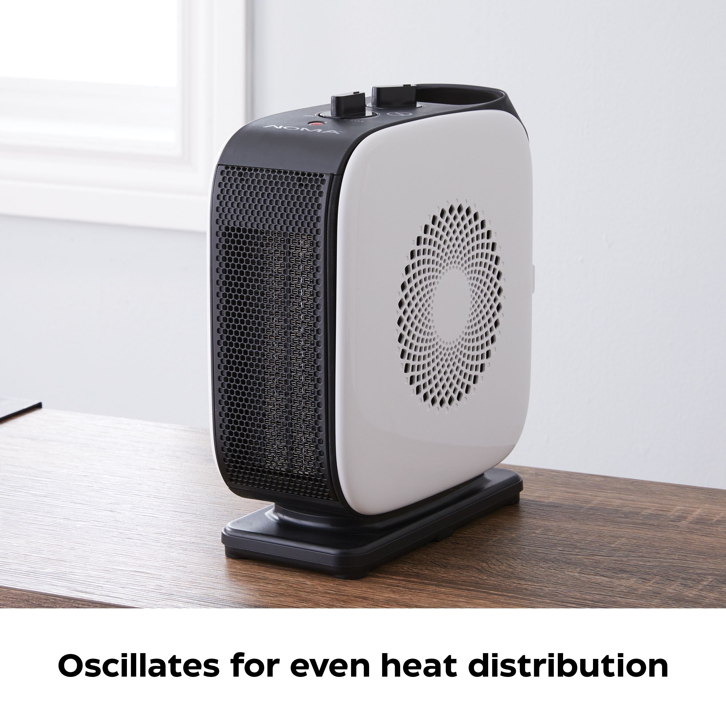 NOMA tragbares bewegliches oszillierendes tragbares keramisches Raumheizgerät mit Thermostat, 1500 W, weiß