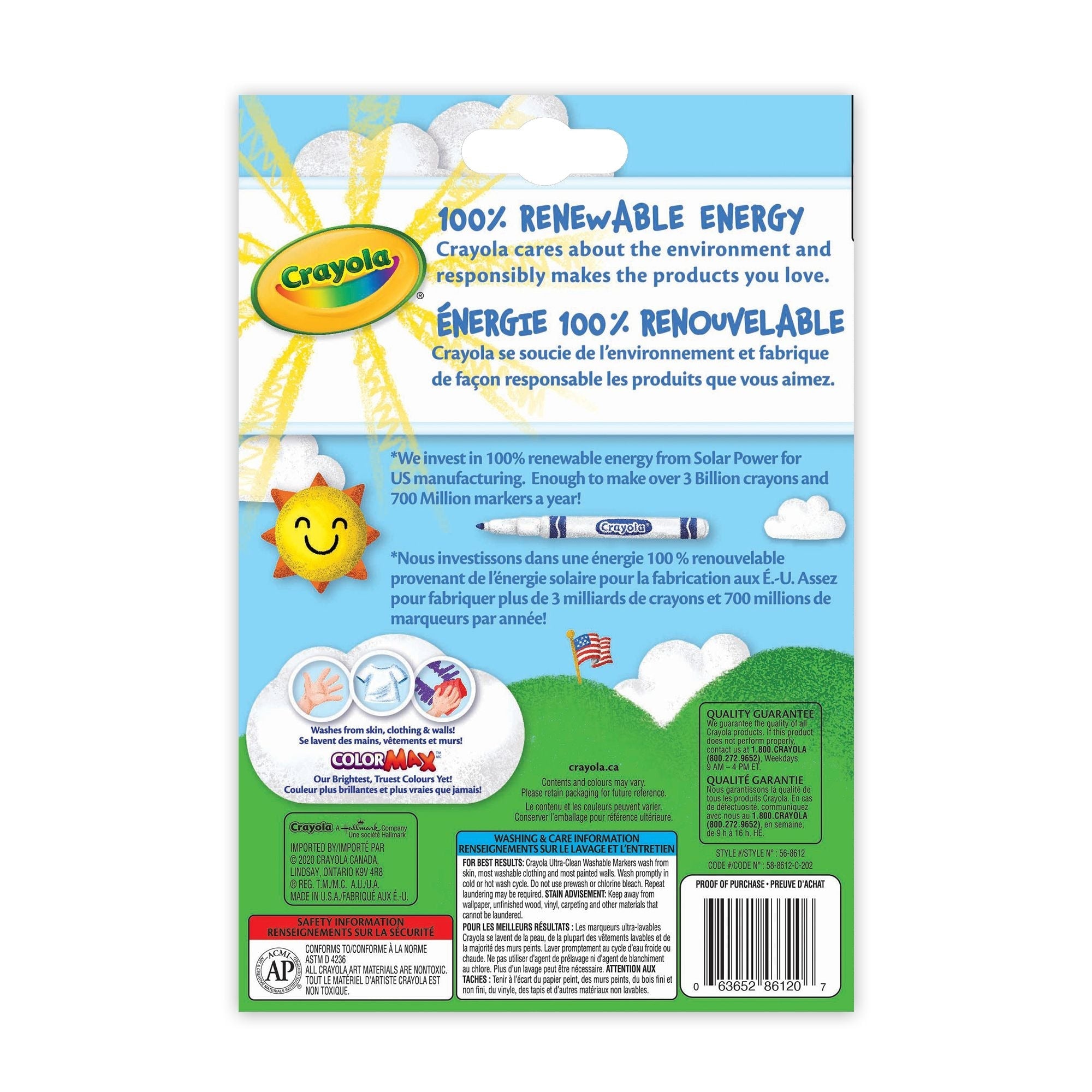 Crayola ultrarein waschbare feine Spitzenmarker für Zeichen/Farbe, mehrfarbig, 12-pk, Alter 3+