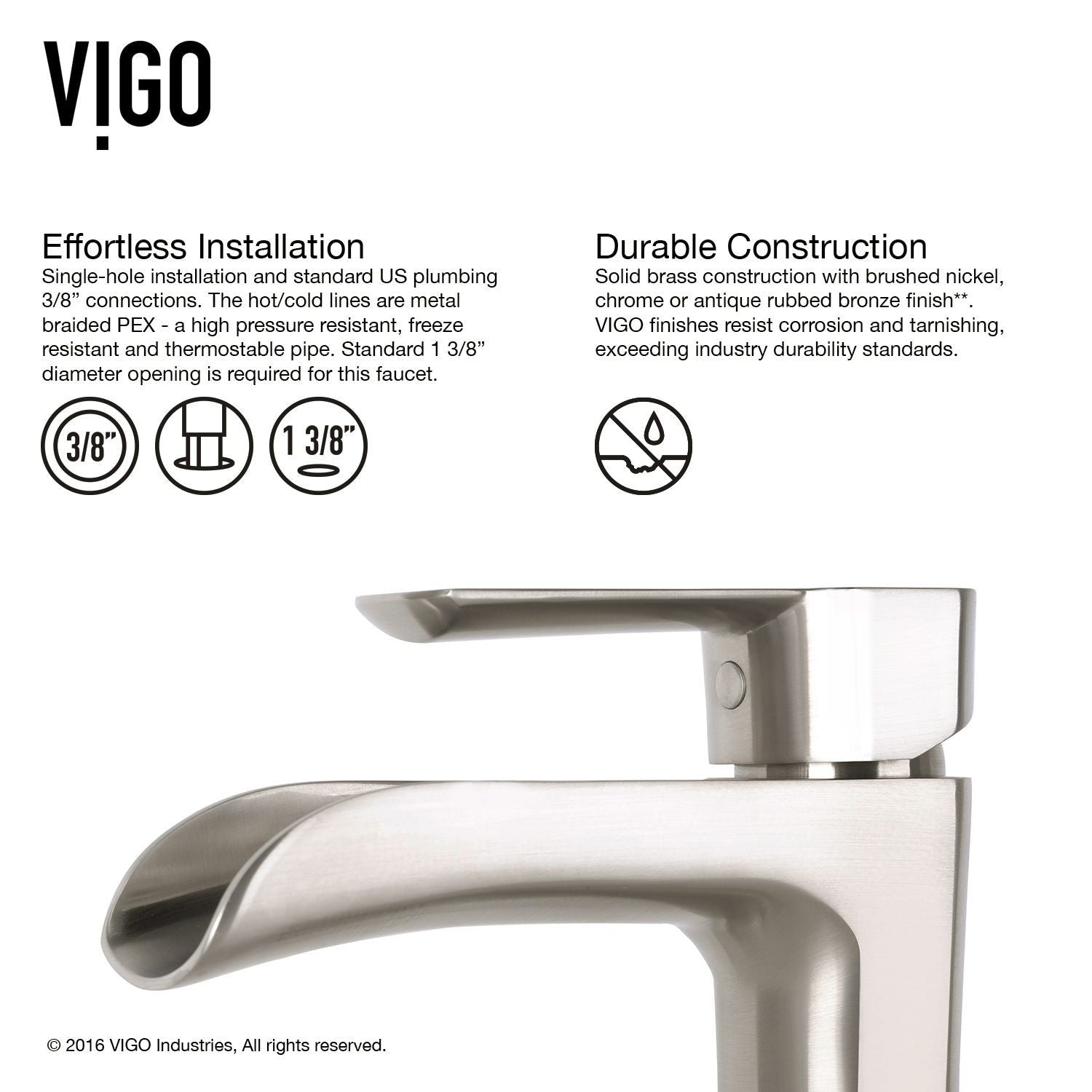 VIGO Hibiskus mattsteinweißes Badezimmerspüle/-becken mit Niko-Wasserhahn und quadratischem Verbundgefäß