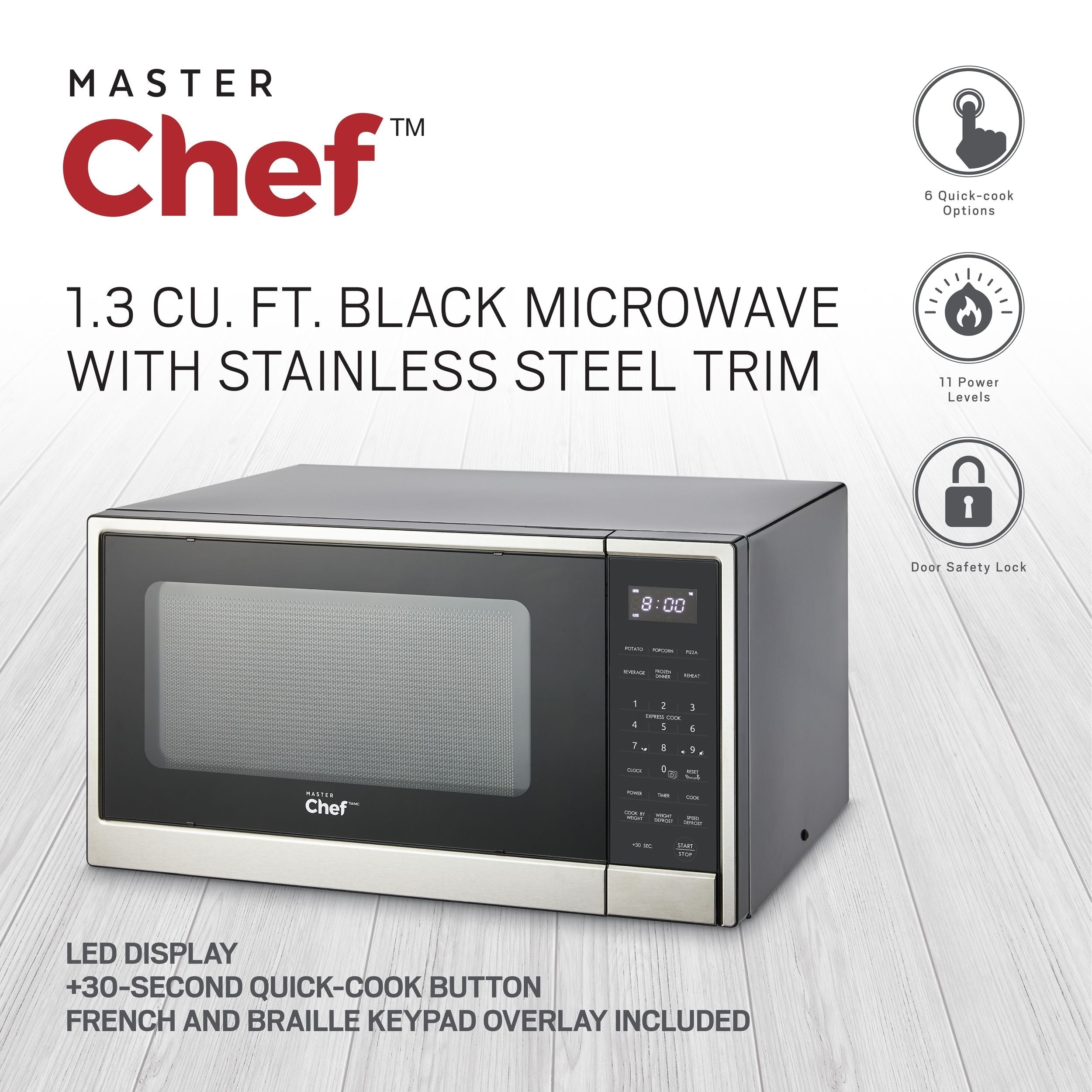 MasterChef Mikrowelle, Edelstahl, 1,3-cu-ft