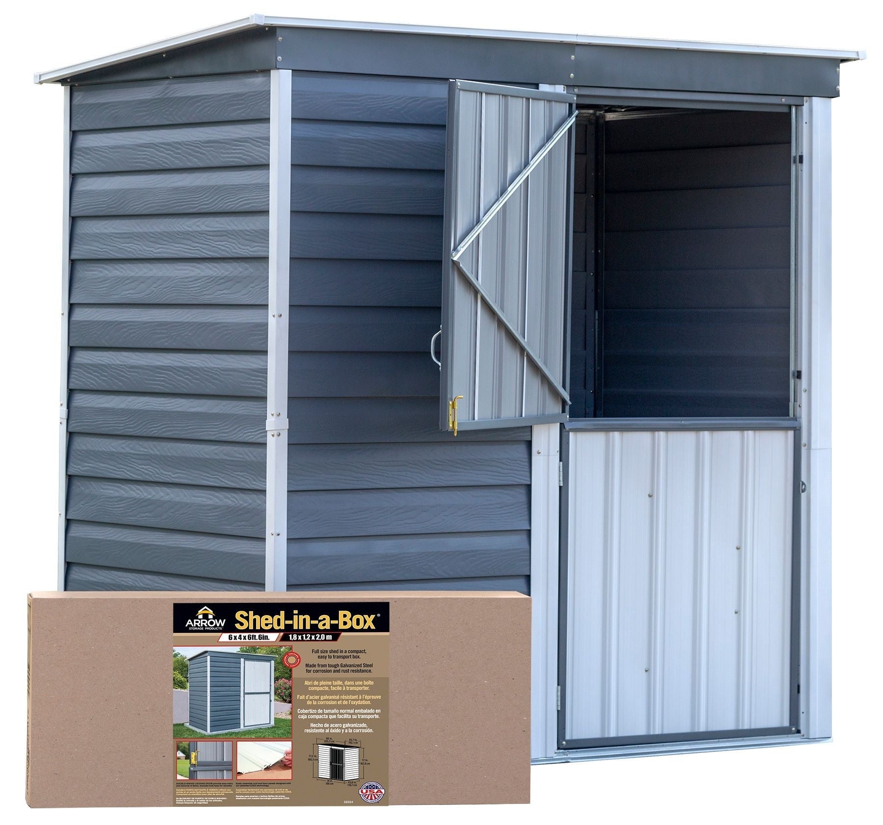 Arrow Stahllagerhaus, Holzkohle/Sahne, 6-ft x 4-ft