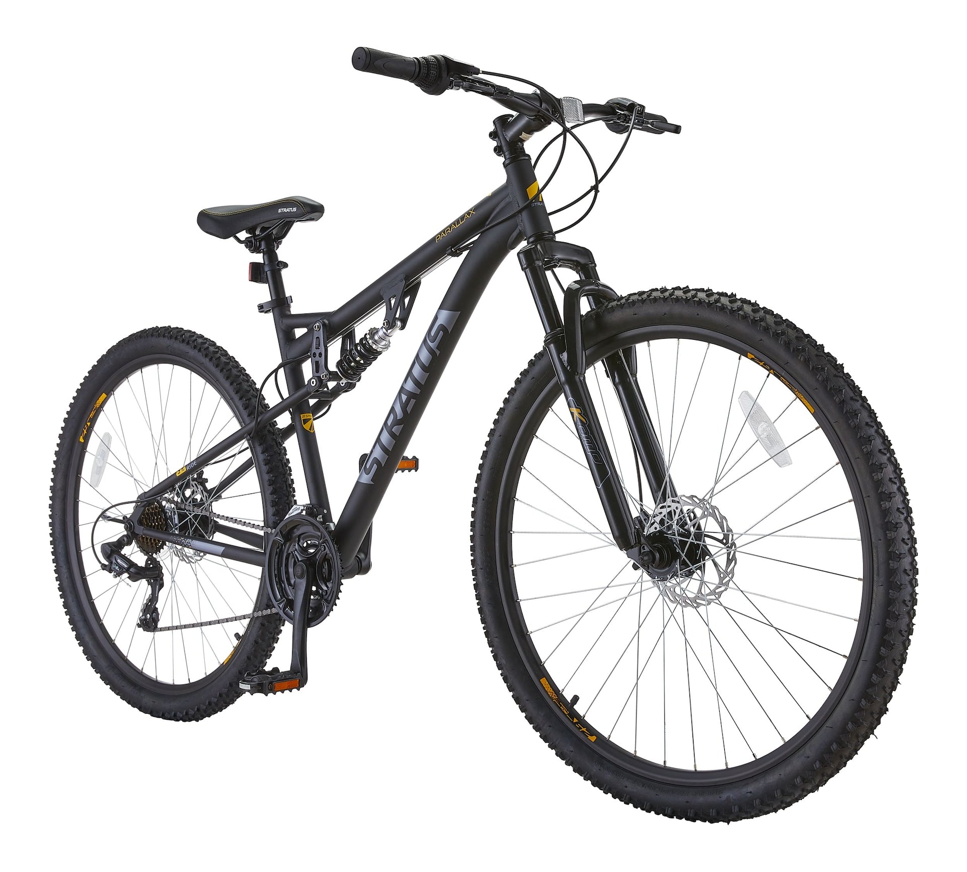Stratus Parallaxen-Dual-Suspension-Mountainbike, 29-in-Rad, schwarz