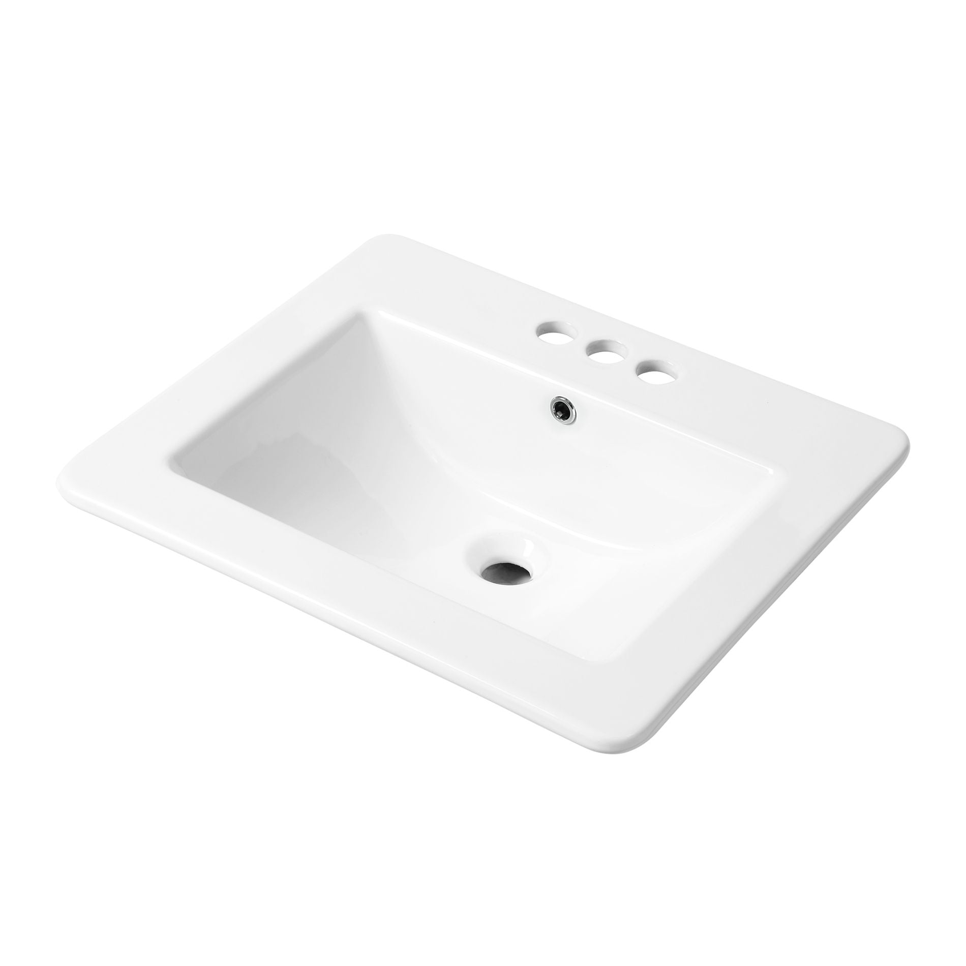 Danze quadratisches Drop-in-Becken mit Überlauf, weiß, 21 x 18,5-in