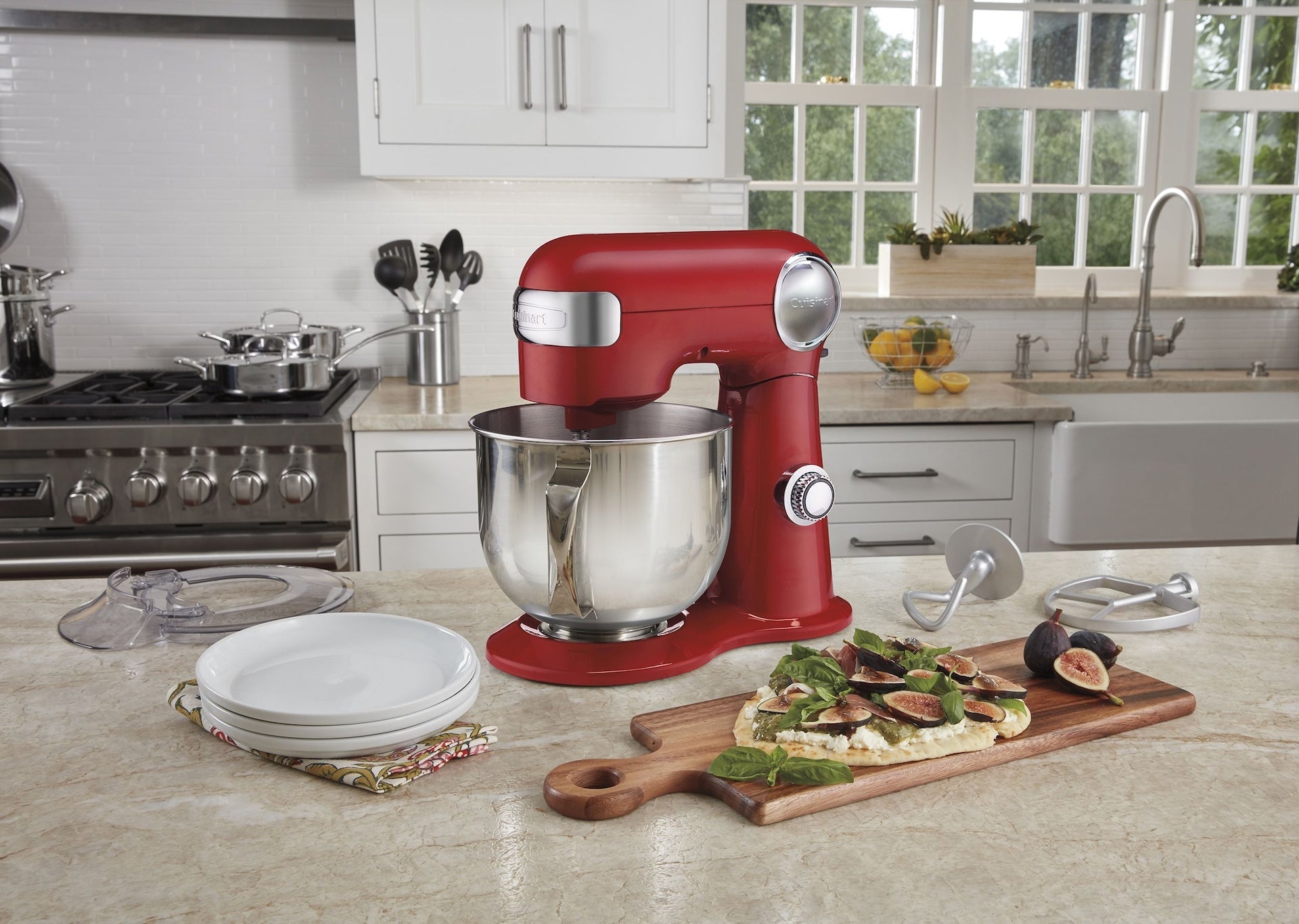 Cuisinart Precision Master Tilt-Head Standmixer mit 12 Gängen, rot, 5,5qt