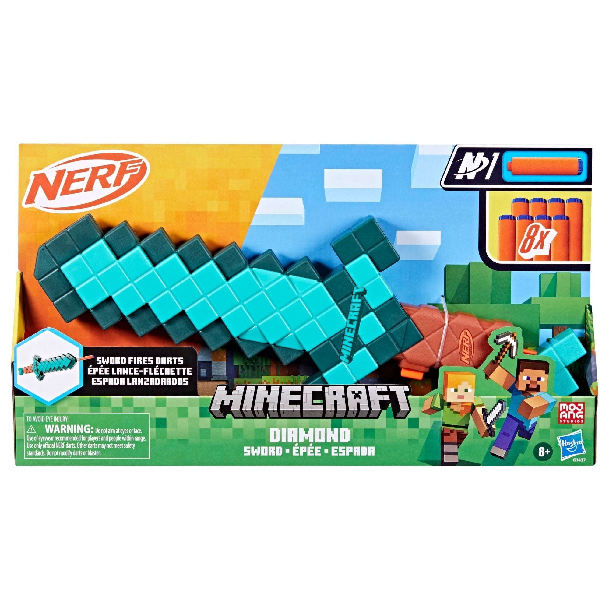 NERF Minecraft Diamant-Schwertpfeilblaser mit 8 N1 Darts