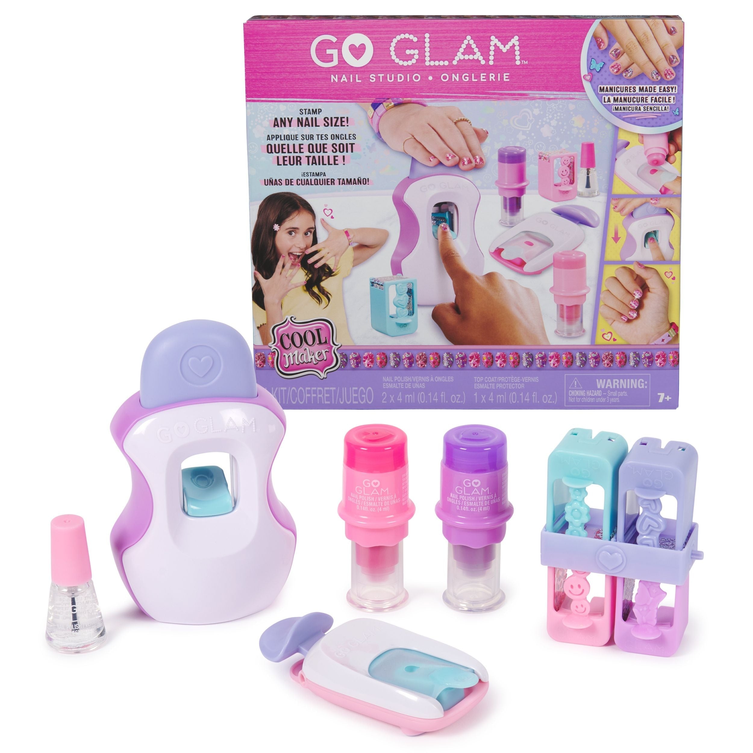 Cool Maker, GO GLAM Studio Nail Kit, Stil 200 Nägel, 4 Designs, 2 polnische Applikatoren & Maske, ab 7 Jahren
