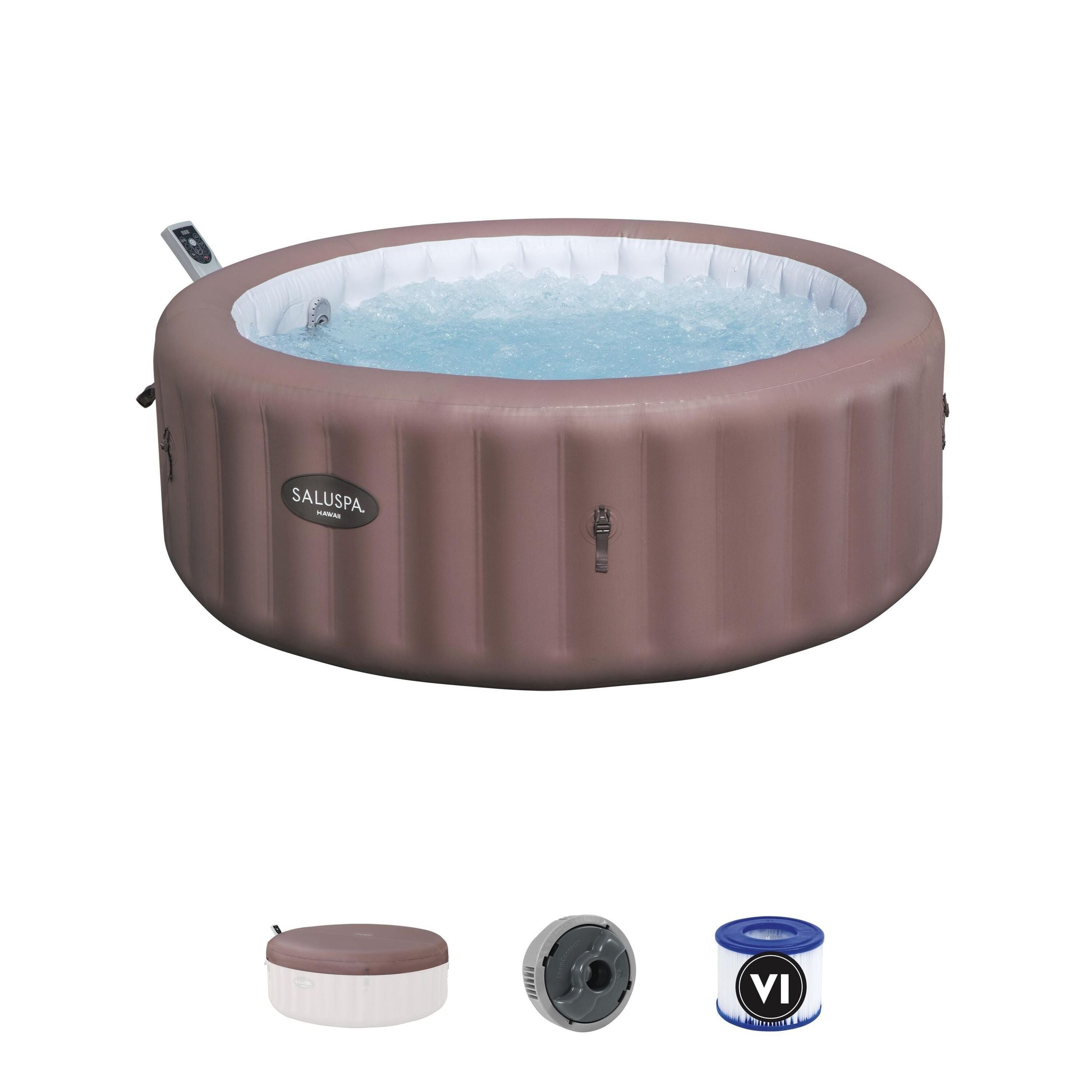 Salu Spa Hawaii Smart Airjet 6-Personen Terrakotta Round Spa, 77-in x 28-in