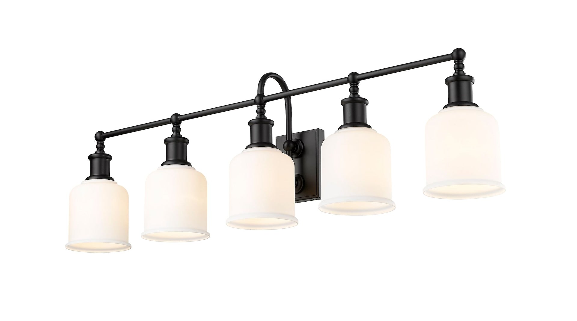 Z-Lite bryant 5-Licht-Eitelkeitslicht, schwarz mit Opalton