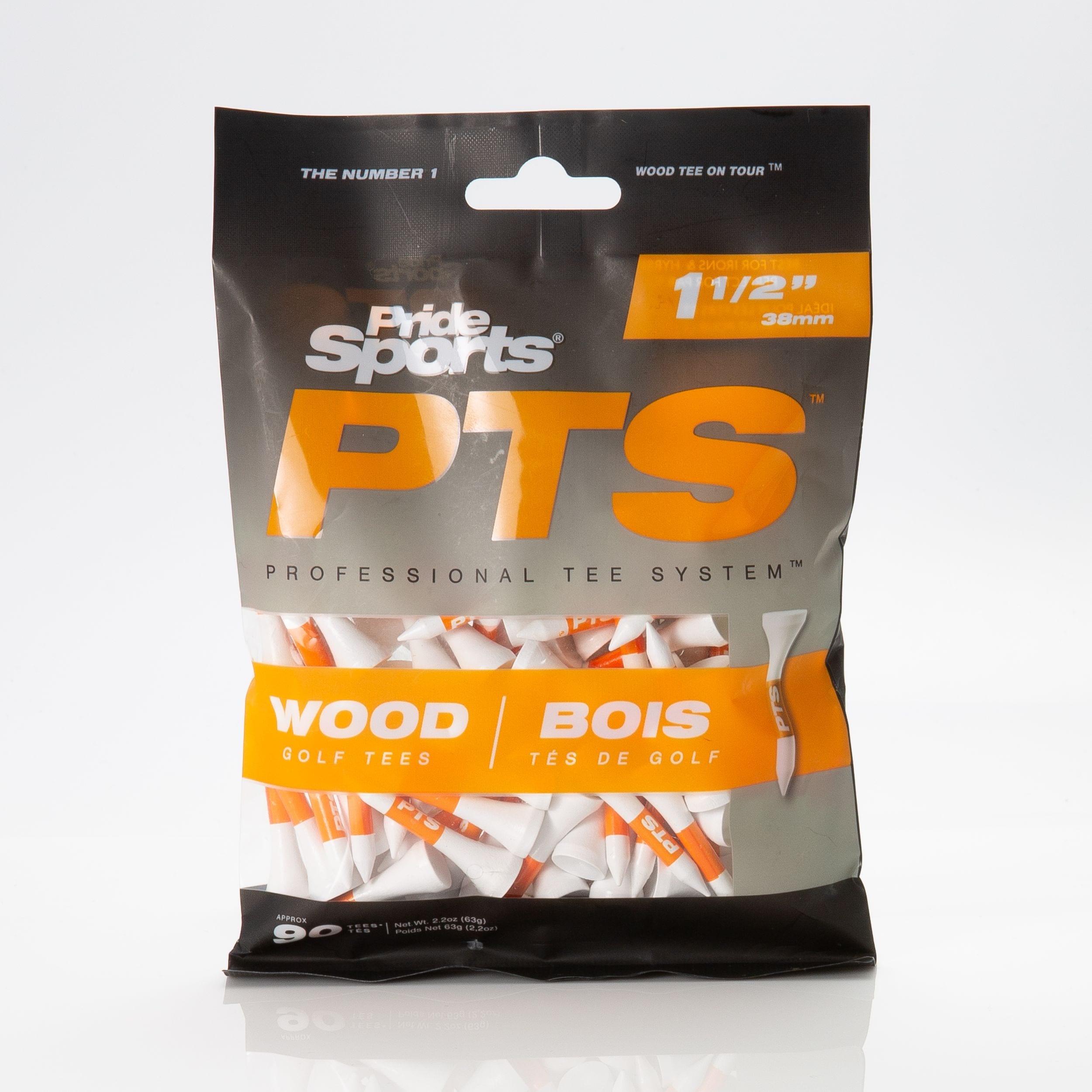 Pride professionelles Abschlagsystem prolength plus Holzgolf-Tee, 1-1/2-in, 90-pk, weiß