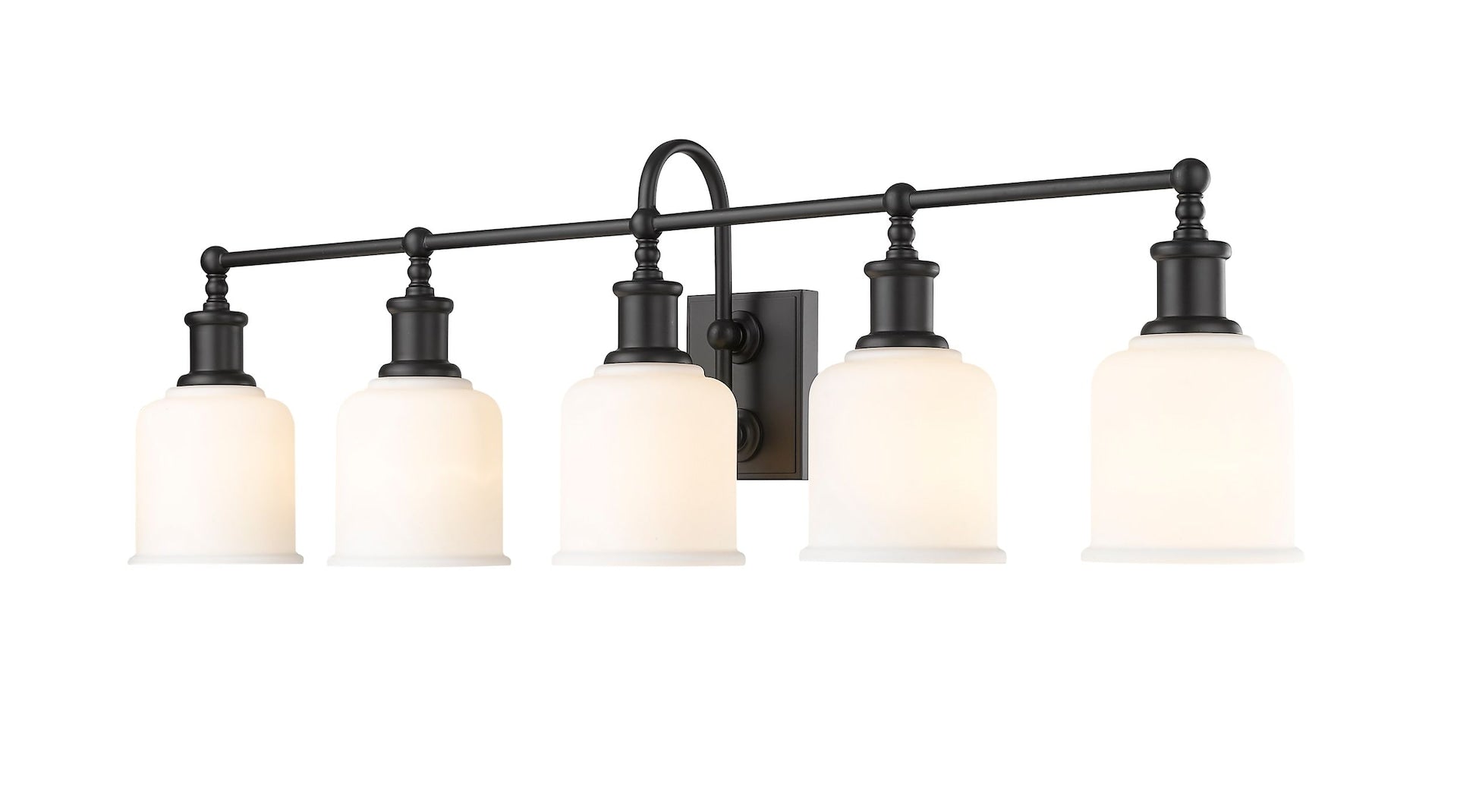 Z-Lite bryant 5-Licht-Eitelkeitslicht, schwarz mit Opalton
