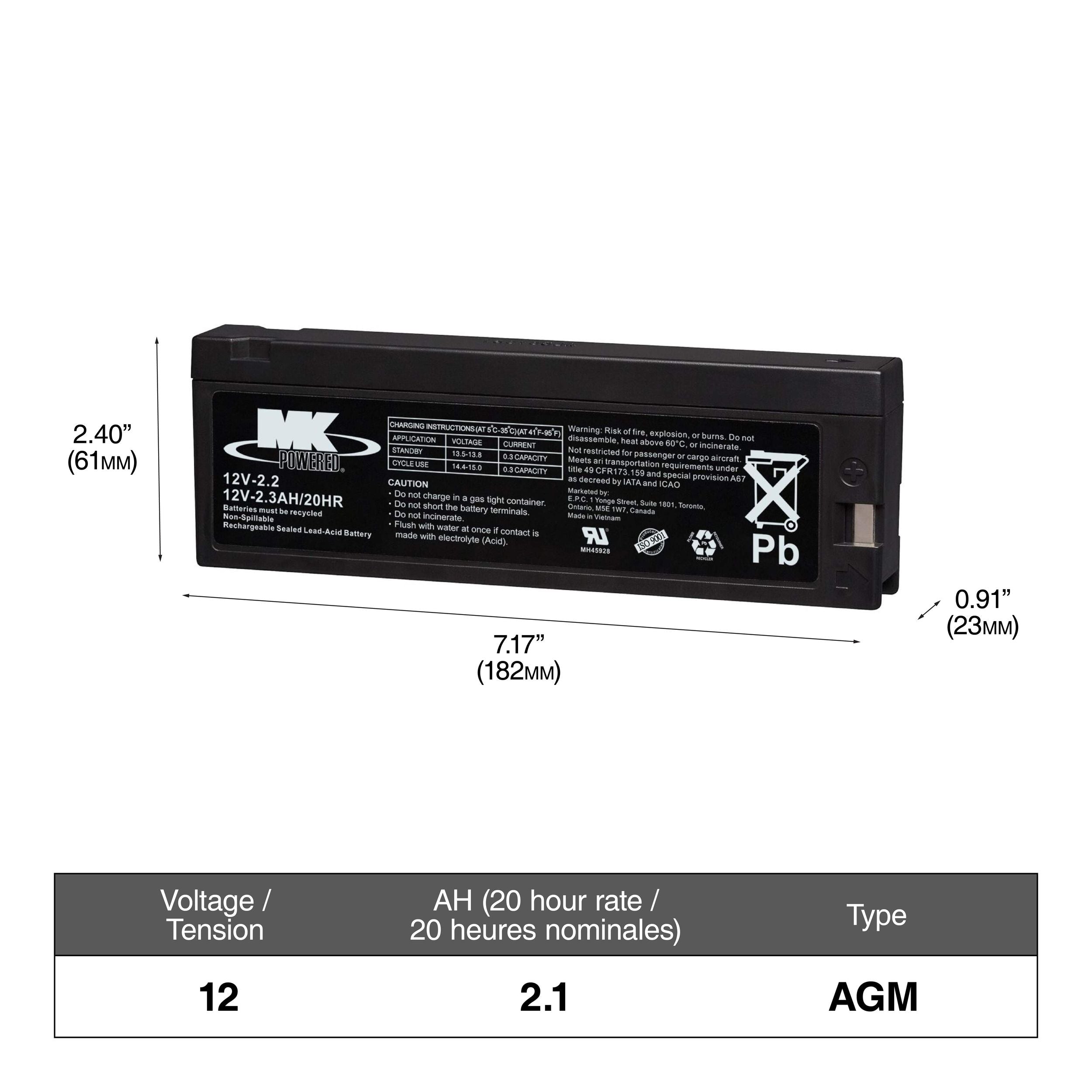 MK Batterie 12 Volt 2,3 Ah SLA Batterie