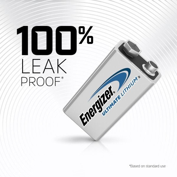 Energizer 2-pk 9V / 9 Volt Lithium-Batterien, EZ turn lock, powerseal