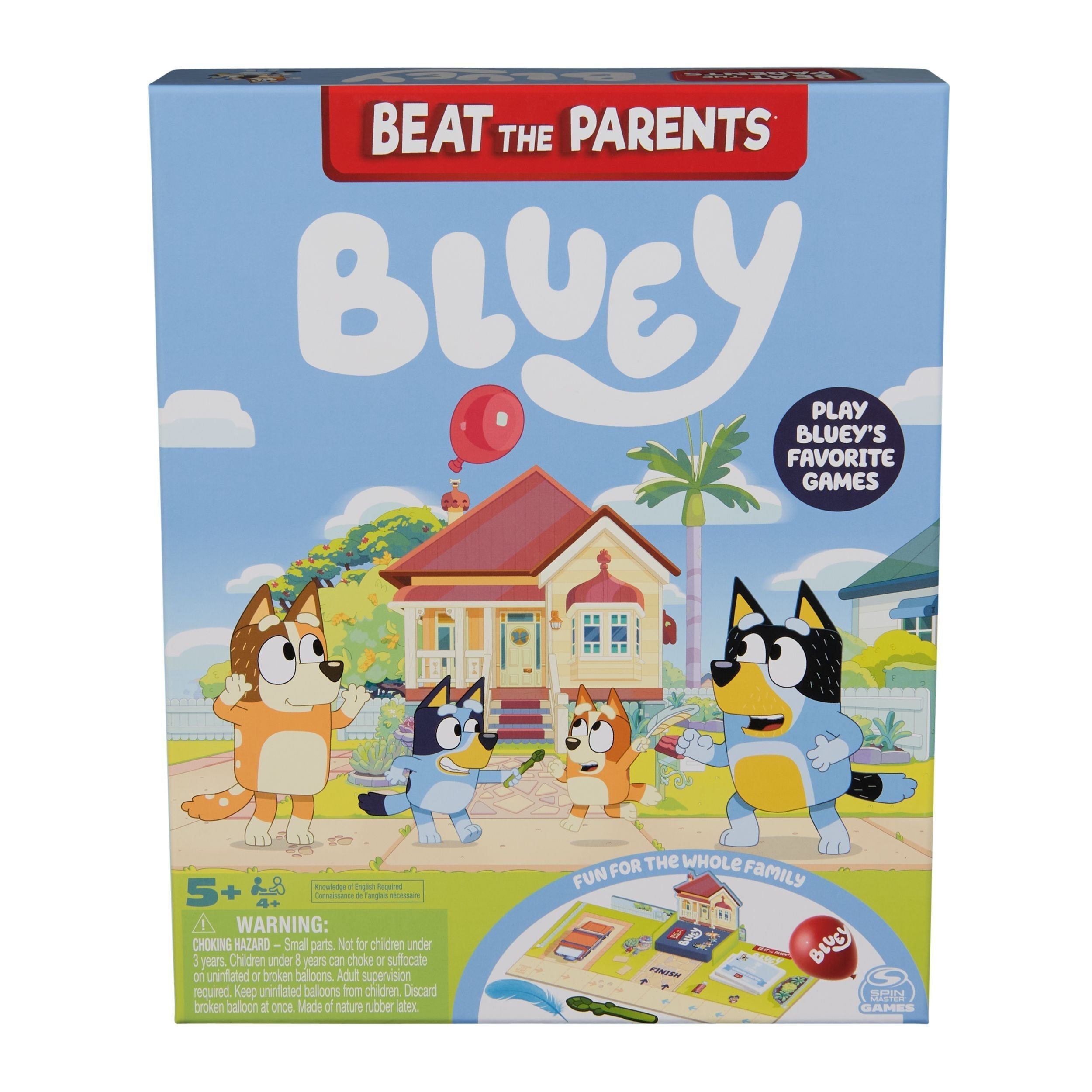 Beat das Eltern-Bluey-Familien-Brettspiel, englische Ausgabe