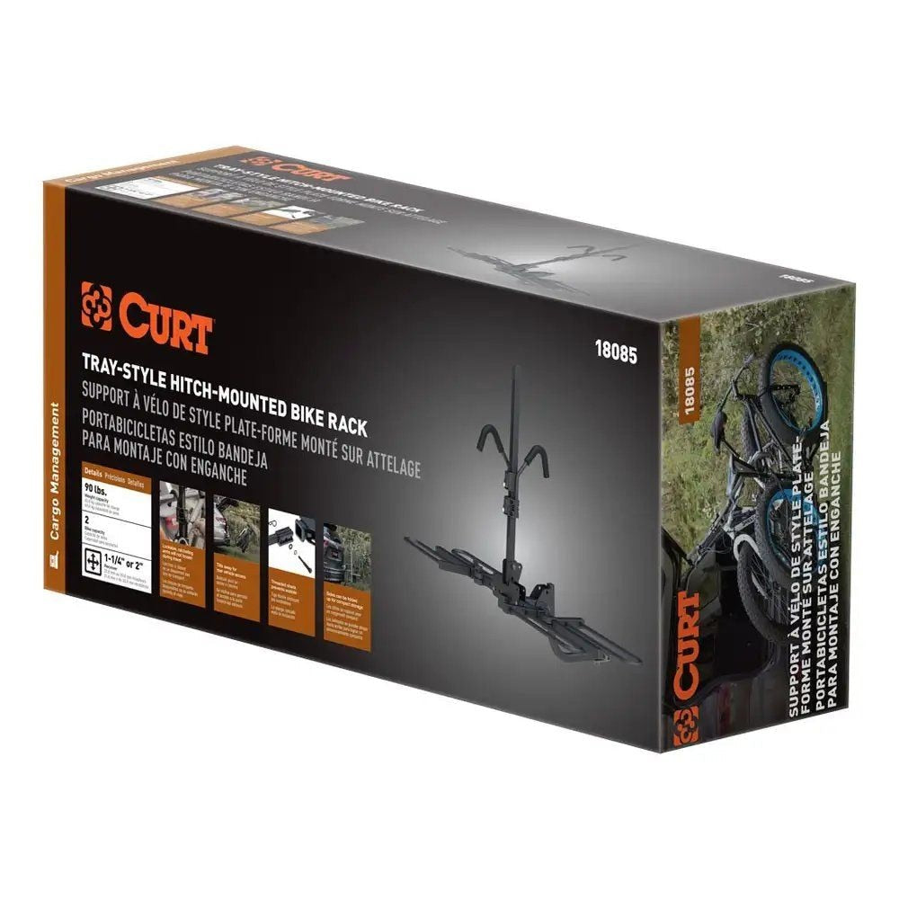 CURT 18085 2-Bike-Tray-Anhängegestell, passt 1-1/4, 2-in-Empfänger, schwarz