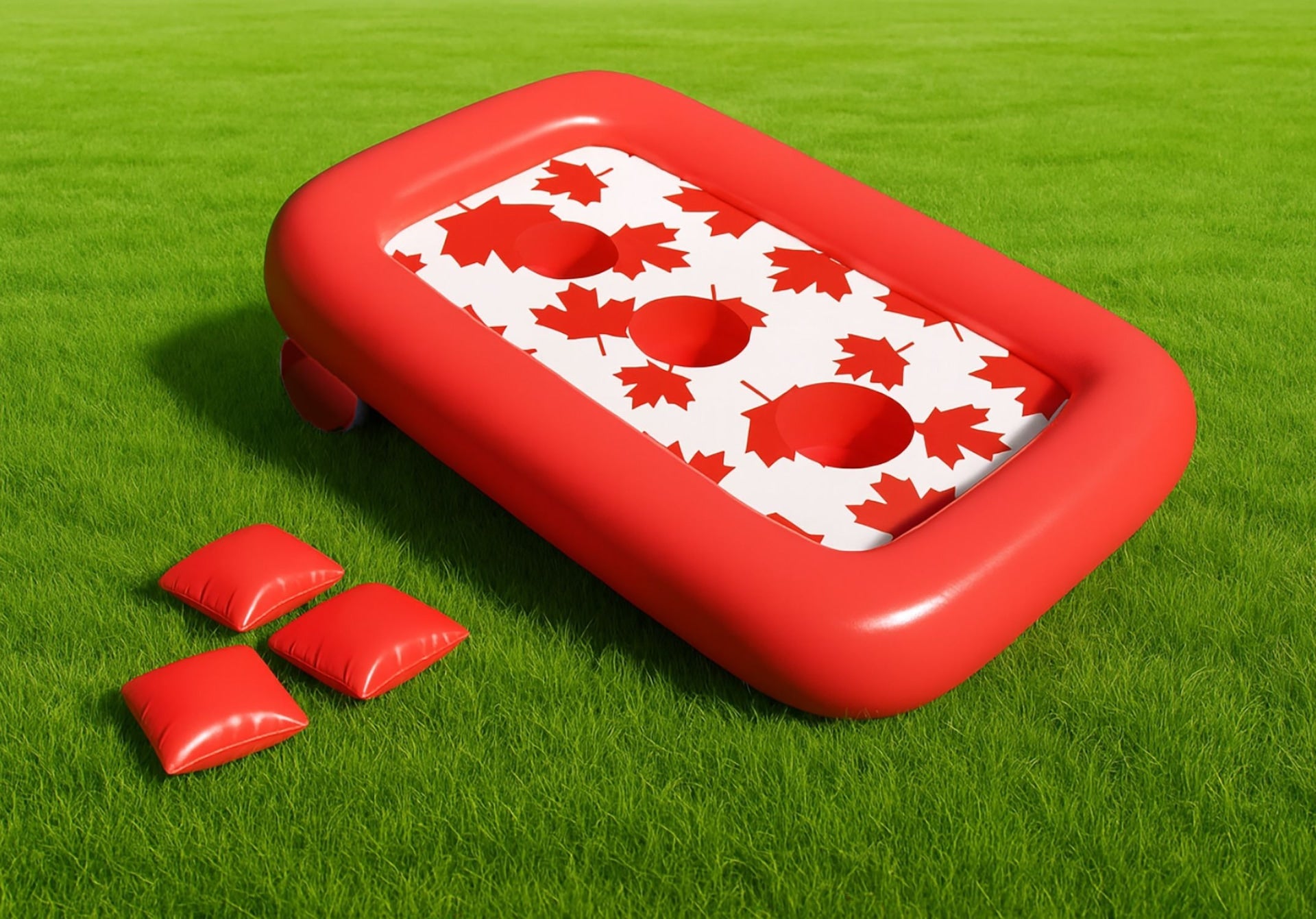 Canada Tag aufblasbares Cornhole Game Set, rot/weiß