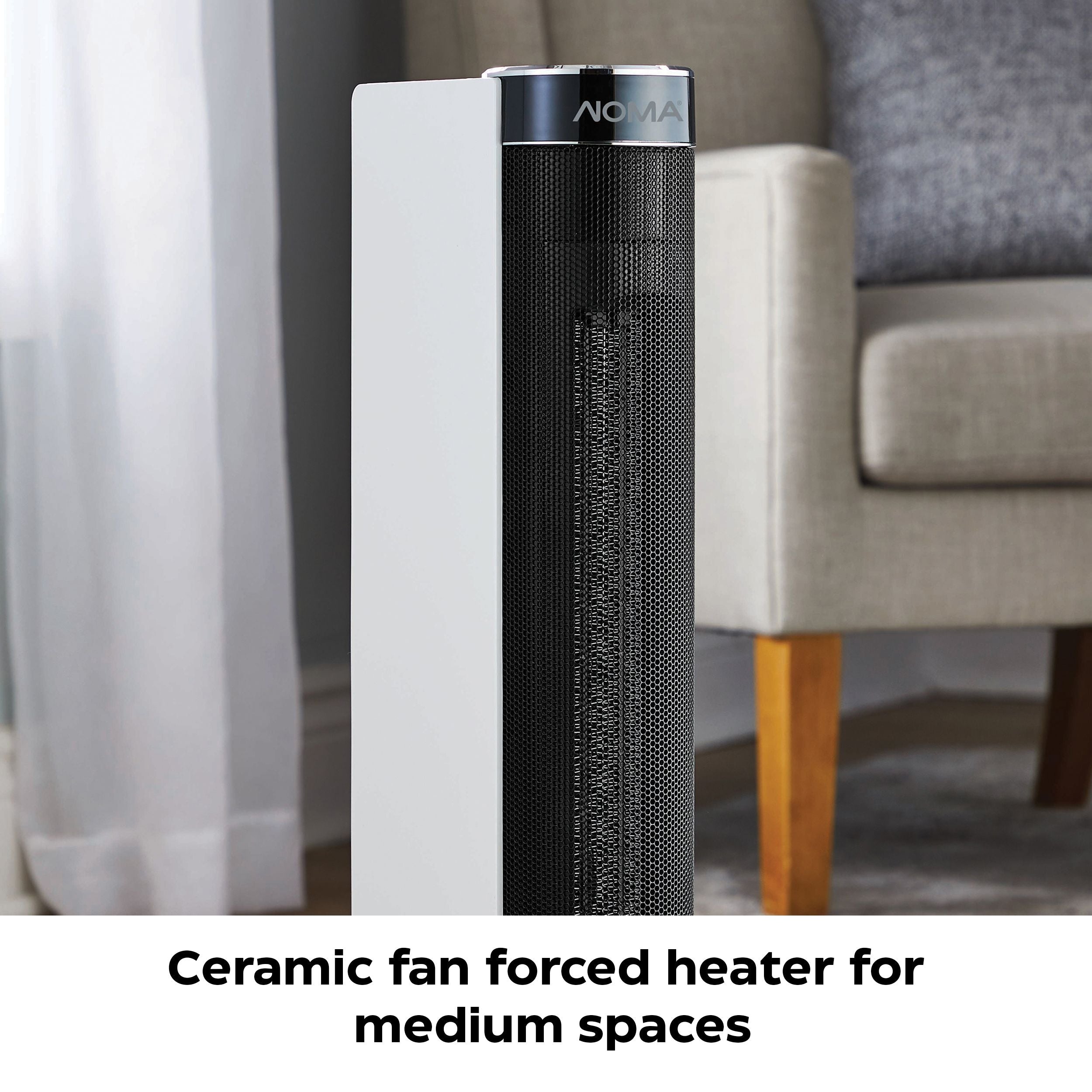 NOMA Digitale Turmkeramikheizung mitFernsteuerung & Thermostat, 1500W, weiß, 24-in
